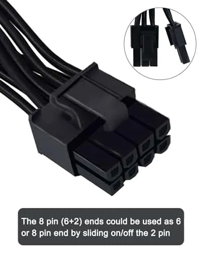 COMeap PCIe Power Cable for EVGA 8 Pin to Dual 8 Pin (6+2) 25-inch | GPU Power Extension thumbnail 3