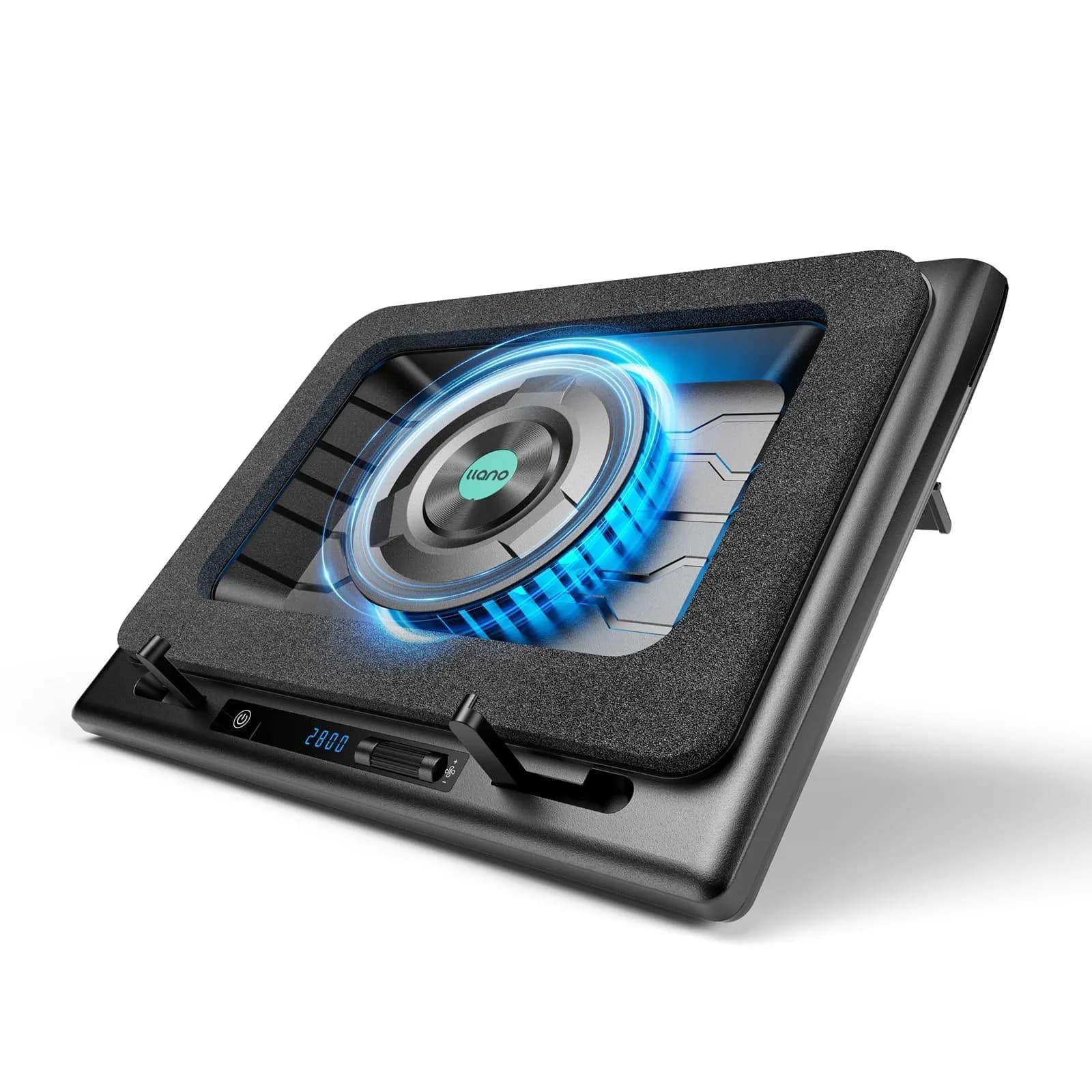 llano V12 Laptop Cooling Pad, Gaming Laptop Cooler Stand with 5.5in Turbo Fan & Adjustable Height, 15-19" Laptops, Black - main product image