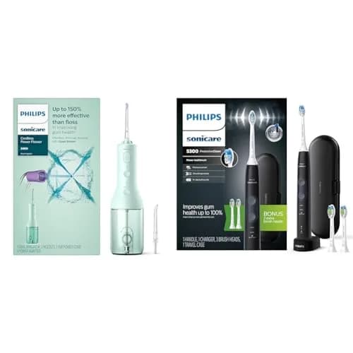 Philips Sonicare Cordless Power Flosser 3000 Mint & ProtectiveClean 5300 Electric Toothbrush | Healthier Gums & Cleaner Teeth thumbnail 1