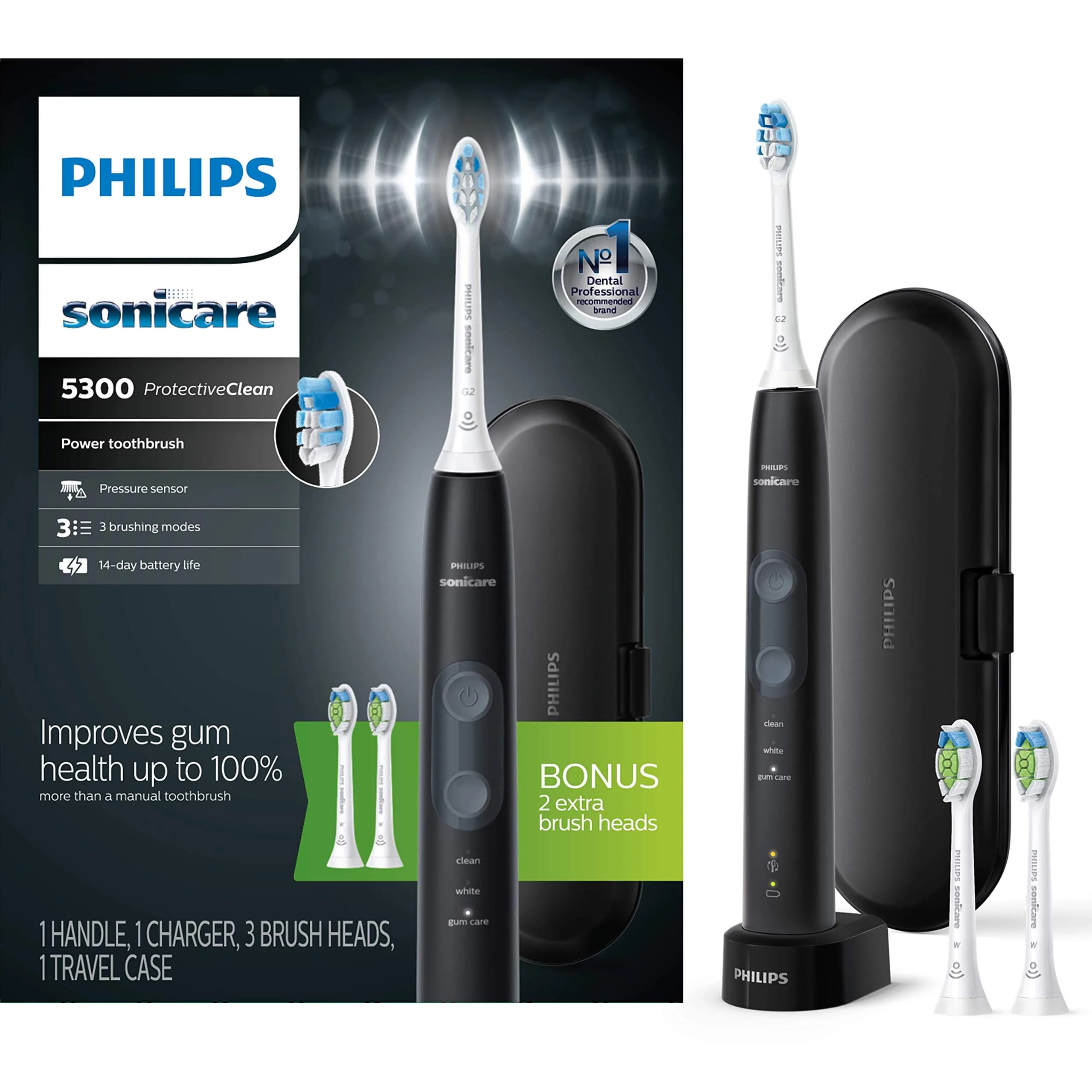 Philips Sonicare Cordless Power Flosser 3000 & ProtectiveClean 5300 Electric Toothbrush Set | 14-Day Battery Life & 3 Brushing Modes - view 5