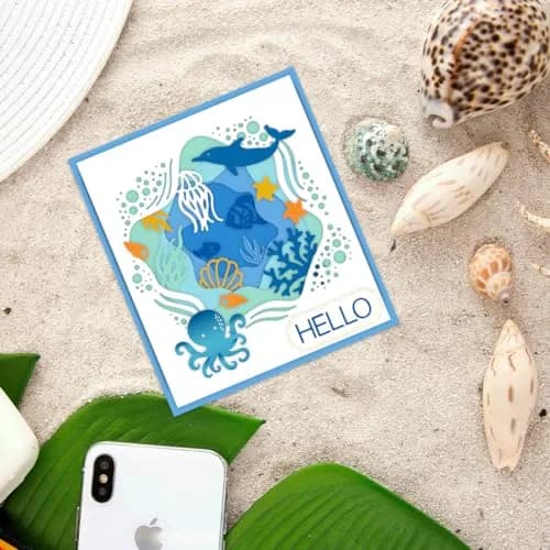 INFUNLY Ocean Theme Metal Cutting Dies Set 2PCS 19.8cm x 11.3cm | Sea Animal Die Cuts for Card Making thumbnail 6