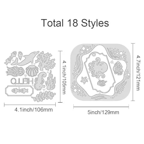 INFUNLY Ocean Theme Metal Cutting Dies Set 2PCS 19.8cm x 11.3cm | Sea Animal Die Cuts for Card Making thumbnail 2