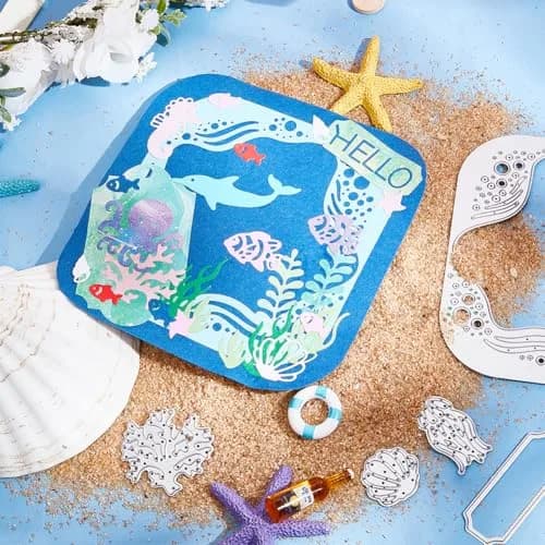 INFUNLY Ocean Theme Metal Cutting Dies Set 2PCS 19.8cm x 11.3cm | Sea Animal Die Cuts for Card Making thumbnail 3