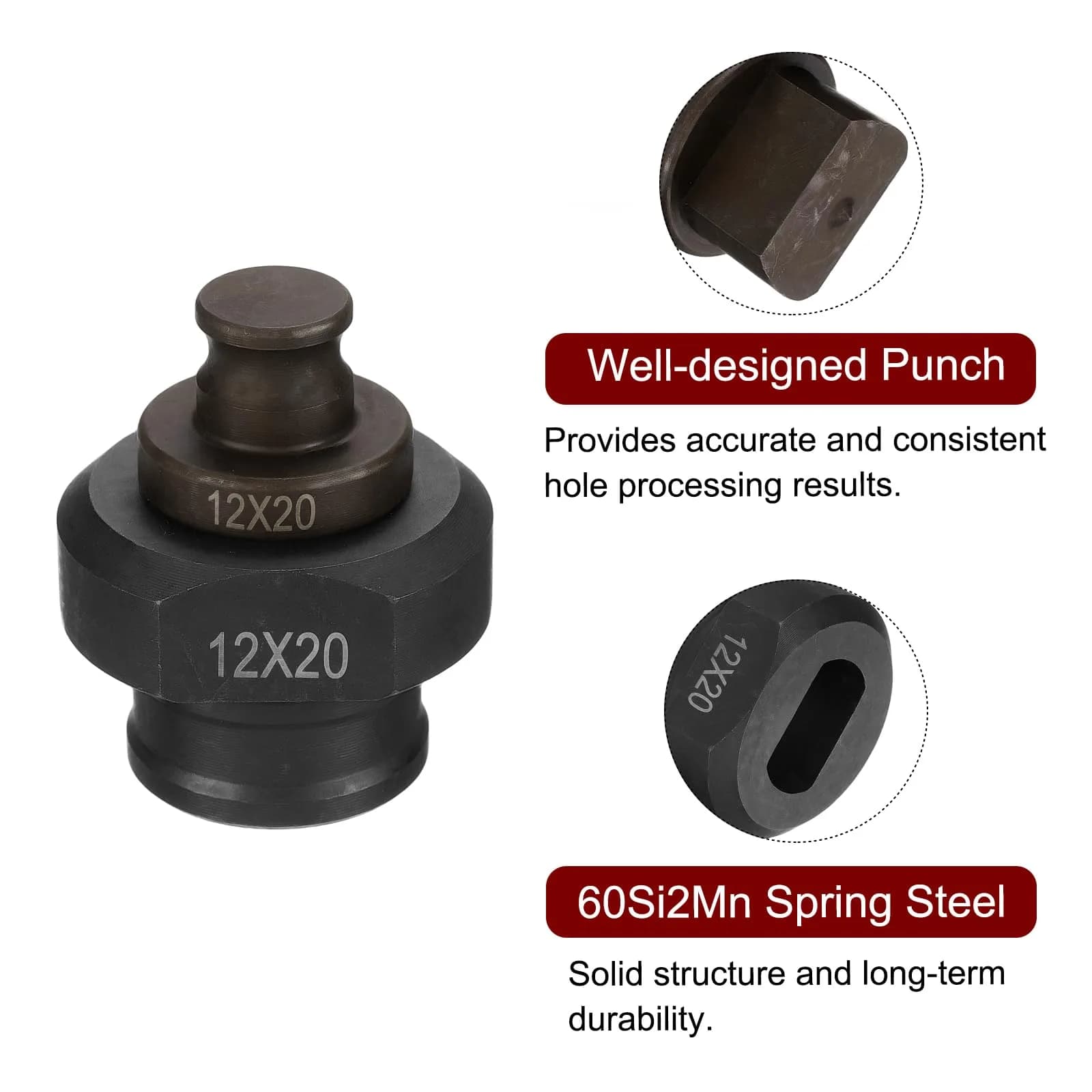 HARFINGTON Hydraulic Hole Punch Die 12x20mm Oval Hole Kit | Precise Metal Punching for Angle Steel - view 4