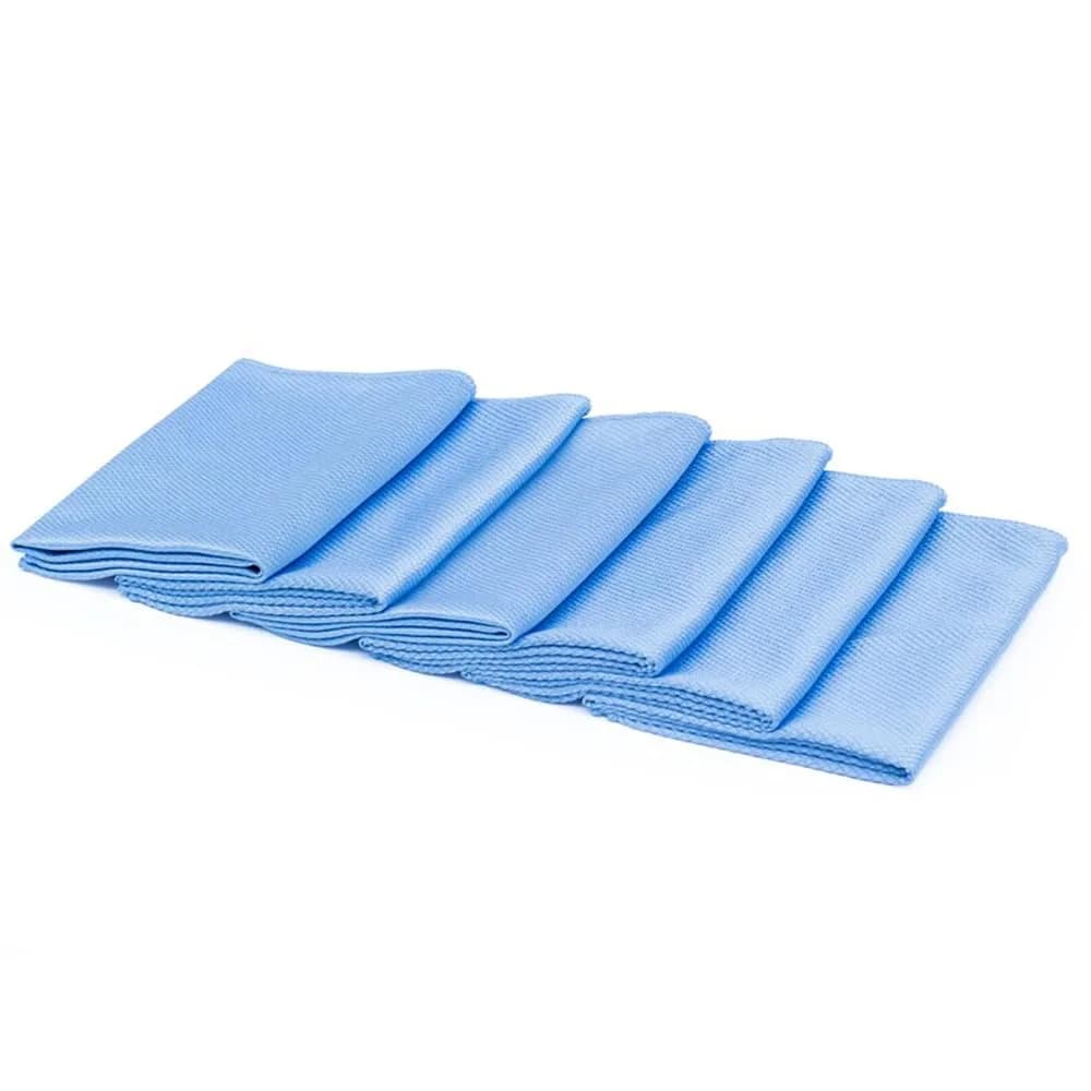 The Rag Company Diamond Weave Glass & Window Towel 40cm x 40cm (16in x 16in) Blue (6-Pack) | Streak-Free Shine for Mirrors & Chrome — Blue