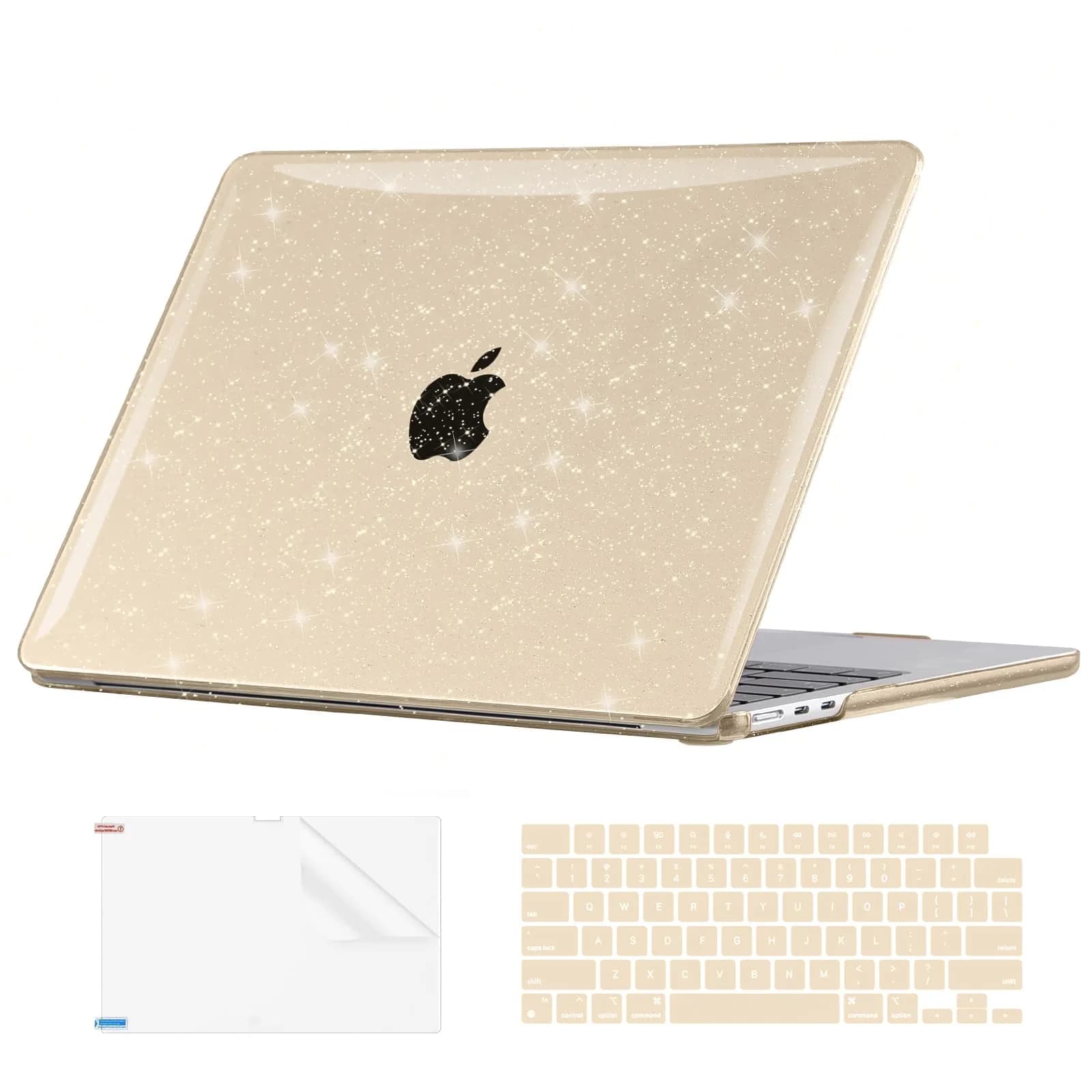 EooCoo Sparkly Case for MacBook Air 13 inch M5/M4/M3/M2 2026-2022 | Starlight Glitter Design — Sparkly Starlight