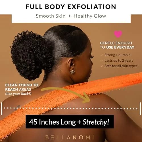 Bellanomi African Exfoliating Net Sponge Orange 114 cm (45 inches) | Authentic Sapo for Deep Exfoliation thumbnail 4