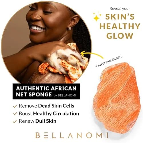 Bellanomi African Exfoliating Net Sponge Orange 114 cm (45 inches) | Authentic Sapo for Deep Exfoliation thumbnail 2