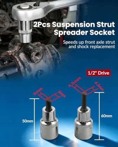 DPTOOL 9pc Strut Nut Socket Set 16mm 18mm 19mm 21mm 22mm 24mm | Suspension & Shock Absorber Tool thumbnail 4