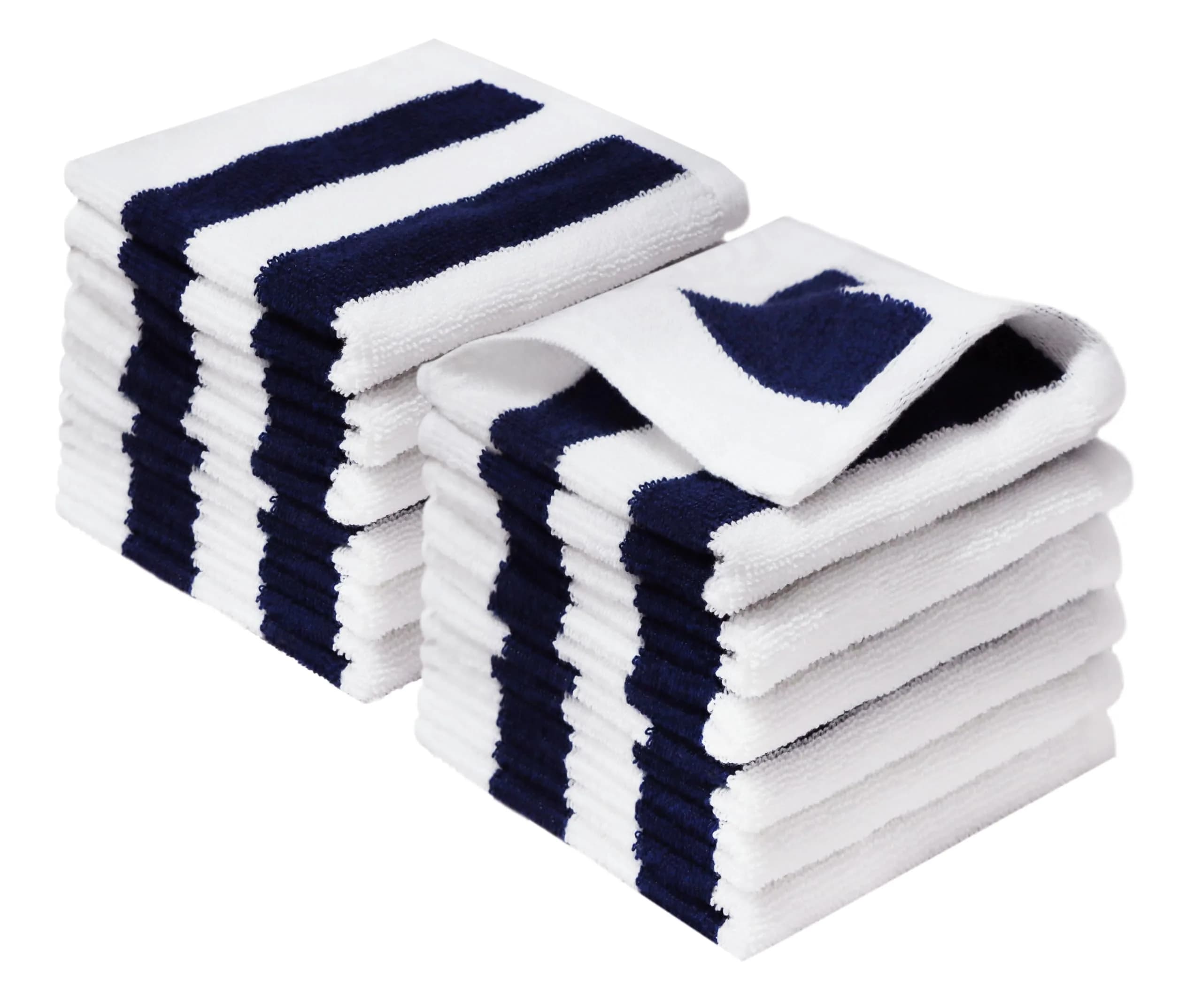 ORIGINAL KIDS Cabana Stripe Wash Cloths - 100% Cotton Set of 12 | 30x30 cm (12x12 Inch) - main product image