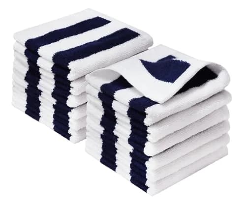 ORIGINAL KIDS Cabana Stripe Wash Cloths - 100% Cotton Set of 12 | 30x30 cm (12x12 Inch) thumbnail 1