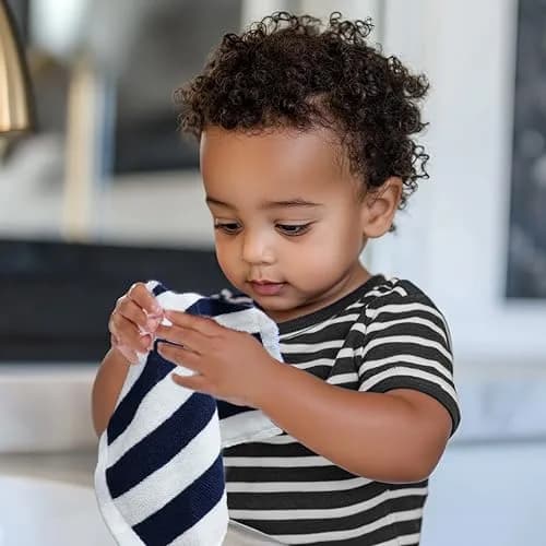 ORIGINAL KIDS Cabana Stripe Wash Cloths - 100% Cotton Set of 12 | 30x30 cm (12x12 Inch) thumbnail 2