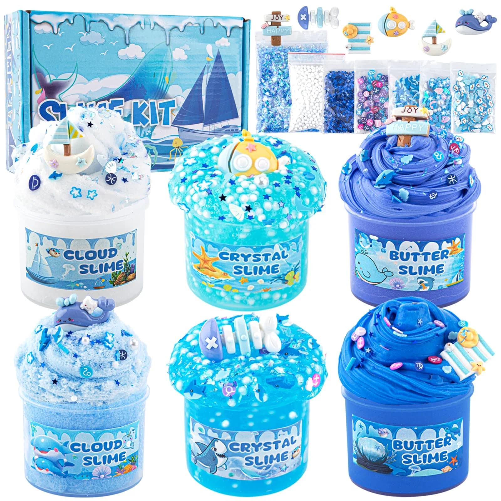 LAWOHO Blue Ocean Slime Kit 360ml (12.17 Fl Oz) | ASTM-Tested Non-Toxic Butter Cloud Crystal Slime - main product image