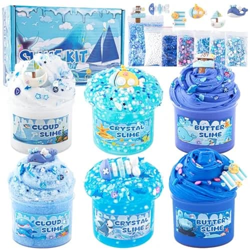 LAWOHO Blue Ocean Slime Kit 360ml (12.17 Fl Oz) | ASTM-Tested Non-Toxic Butter Cloud Crystal Slime thumbnail 1
