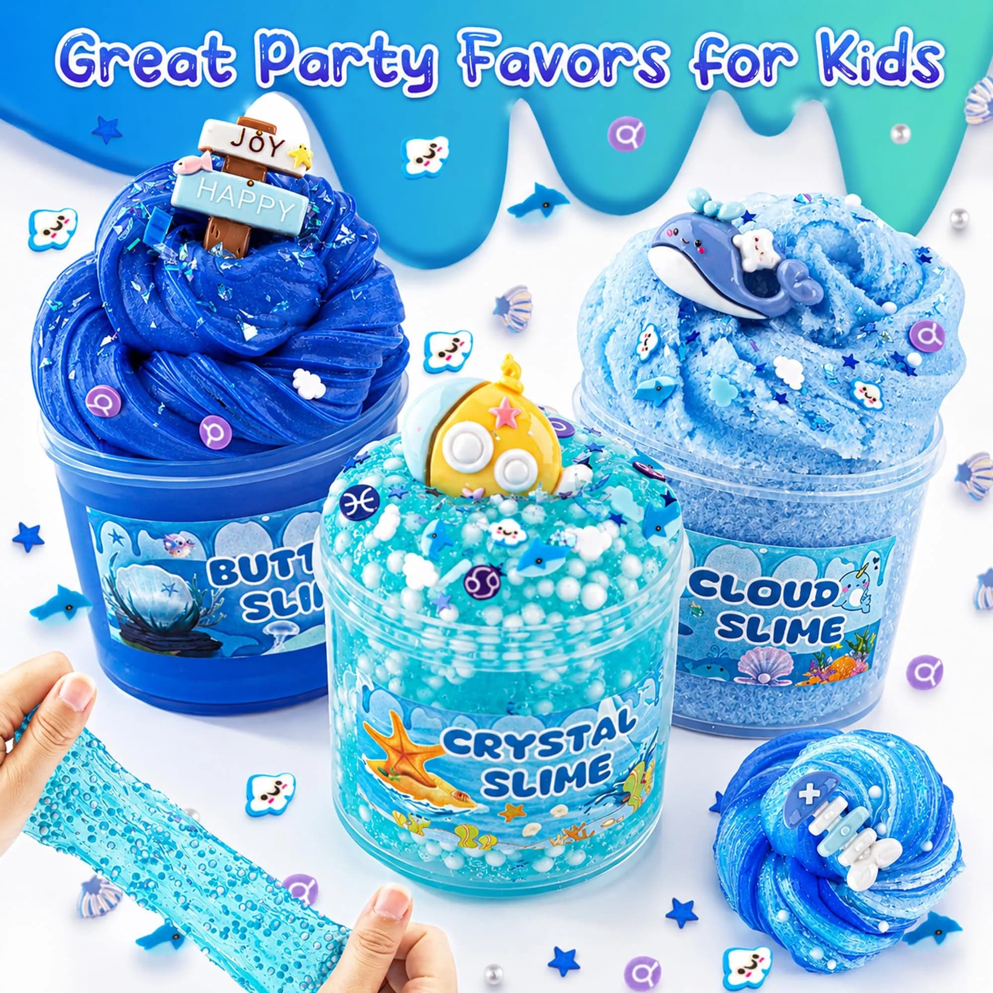 LAWOHO Blue Ocean Slime Kit 360ml (12.17 Fl Oz) | ASTM-Tested Non-Toxic Butter Cloud Crystal Slime - view 5