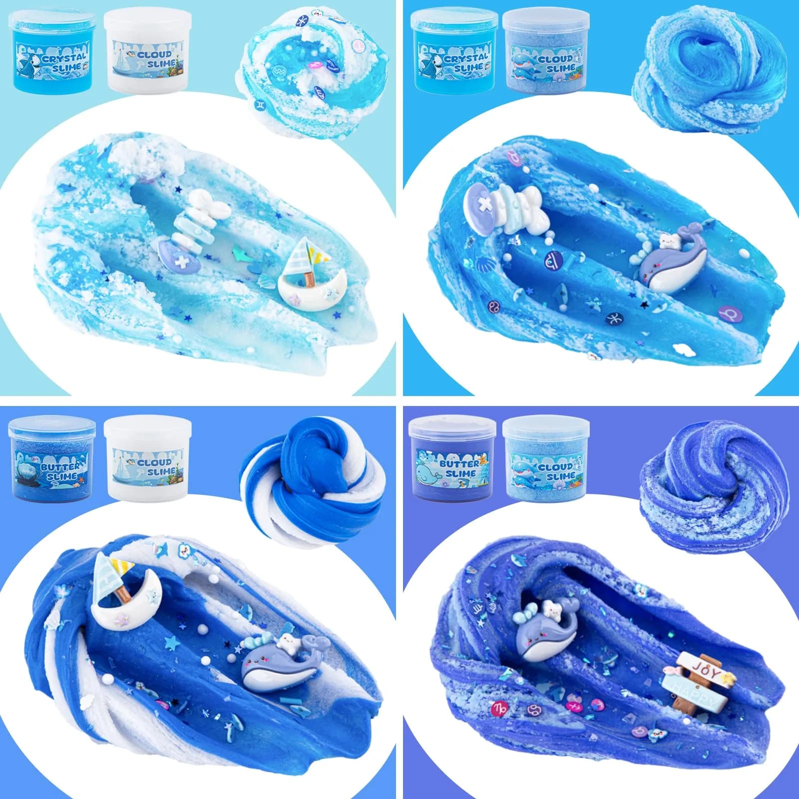 LAWOHO Blue Ocean Slime Kit 360ml (12.17 Fl Oz) | ASTM-Tested Non-Toxic Butter Cloud Crystal Slime - view 7