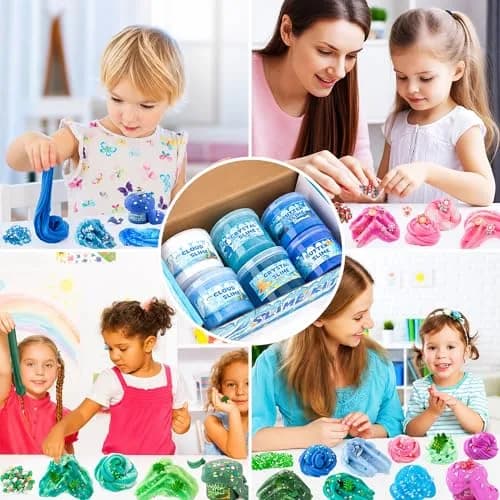 LAWOHO Blue Ocean Slime Kit 360ml (12.17 Fl Oz) | ASTM-Tested Non-Toxic Butter Cloud Crystal Slime thumbnail 9