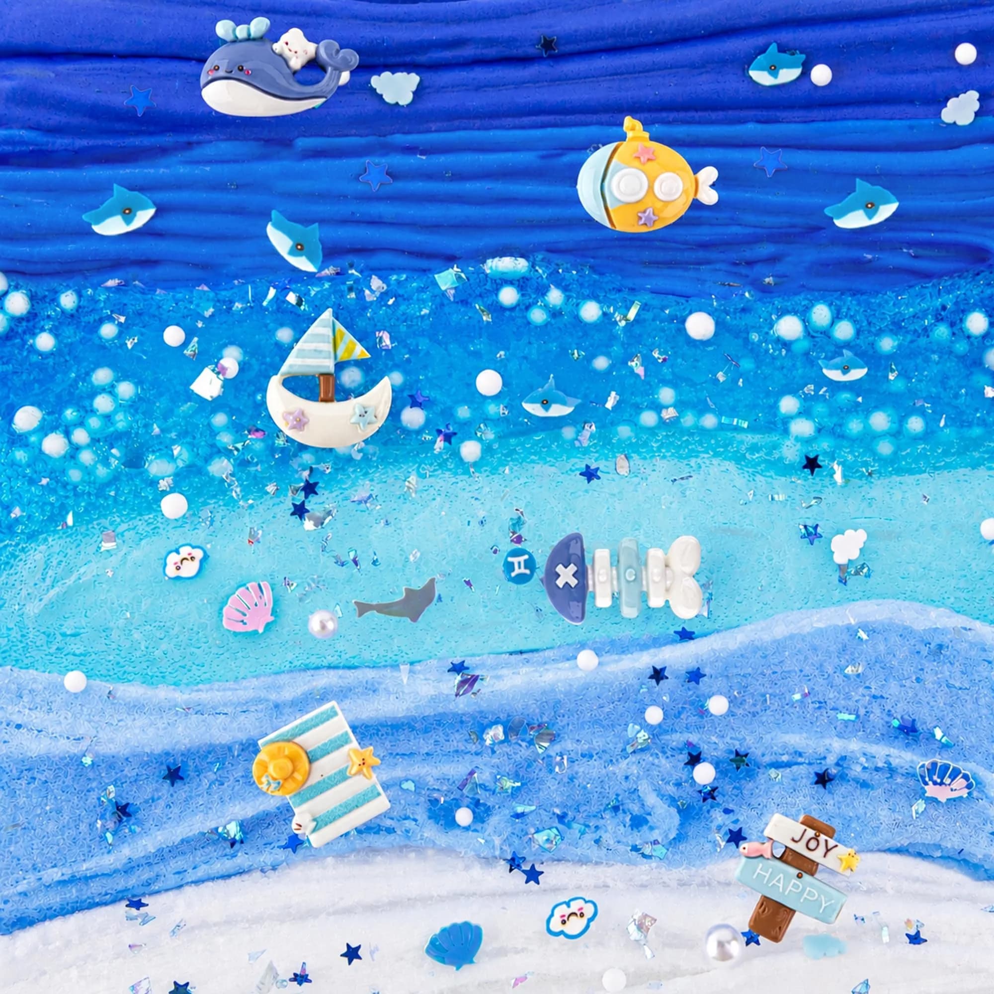 LAWOHO Blue Ocean Slime Kit 360ml (12.17 Fl Oz) | ASTM-Tested Non-Toxic Butter Cloud Crystal Slime - view 3
