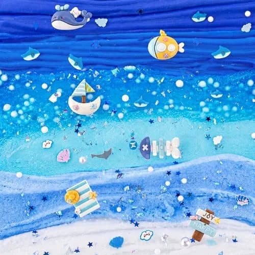 LAWOHO Blue Ocean Slime Kit 360ml (12.17 Fl Oz) | ASTM-Tested Non-Toxic Butter Cloud Crystal Slime thumbnail 3