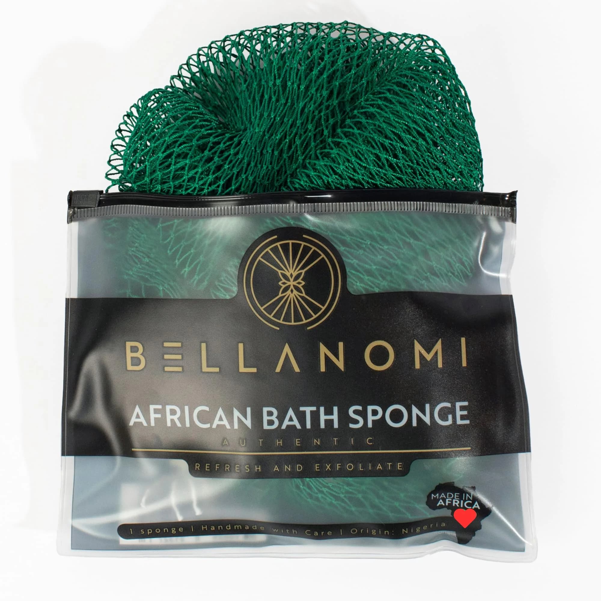 Bellanomi African Exfoliating Net Sponge Emerald Green 114 cm (45 inches) | Authentic Sapo for Deep Exfoliation - main product image