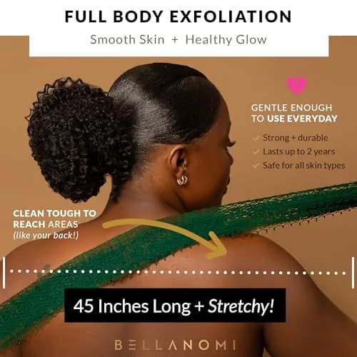 Bellanomi African Exfoliating Net Sponge Emerald Green 114 cm (45 inches) | Authentic Sapo for Deep Exfoliation thumbnail 4