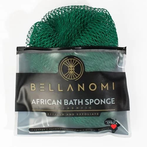Bellanomi African Exfoliating Net Sponge Emerald Green 114 cm (45 inches) | Authentic Sapo for Deep Exfoliation thumbnail 1