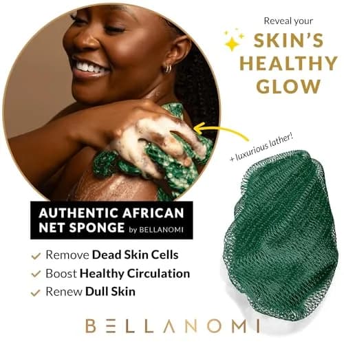 Bellanomi African Exfoliating Net Sponge Emerald Green 114 cm (45 inches) | Authentic Sapo for Deep Exfoliation thumbnail 2