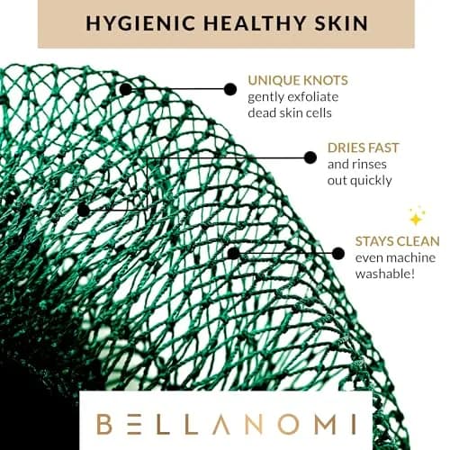 Bellanomi African Exfoliating Net Sponge Emerald Green 114 cm (45 inches) | Authentic Sapo for Deep Exfoliation thumbnail 3