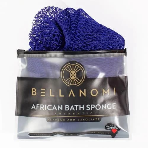 Bellanomi African Exfoliating Net Sponge Navy Blue 104 cm (41 inches) | Authentic Sapo Cloth for Back and Body — Navy Blue