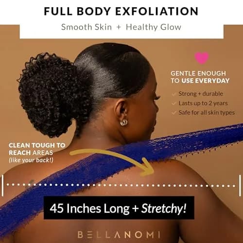 Bellanomi African Exfoliating Net Sponge Navy Blue 104 cm (41 inches) | Authentic Sapo Cloth for Back and Body thumbnail 4