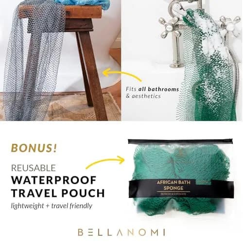 Bellanomi African Exfoliating Net Sponge Navy Blue 104 cm (41 inches) | Authentic Sapo Cloth for Back and Body thumbnail 5
