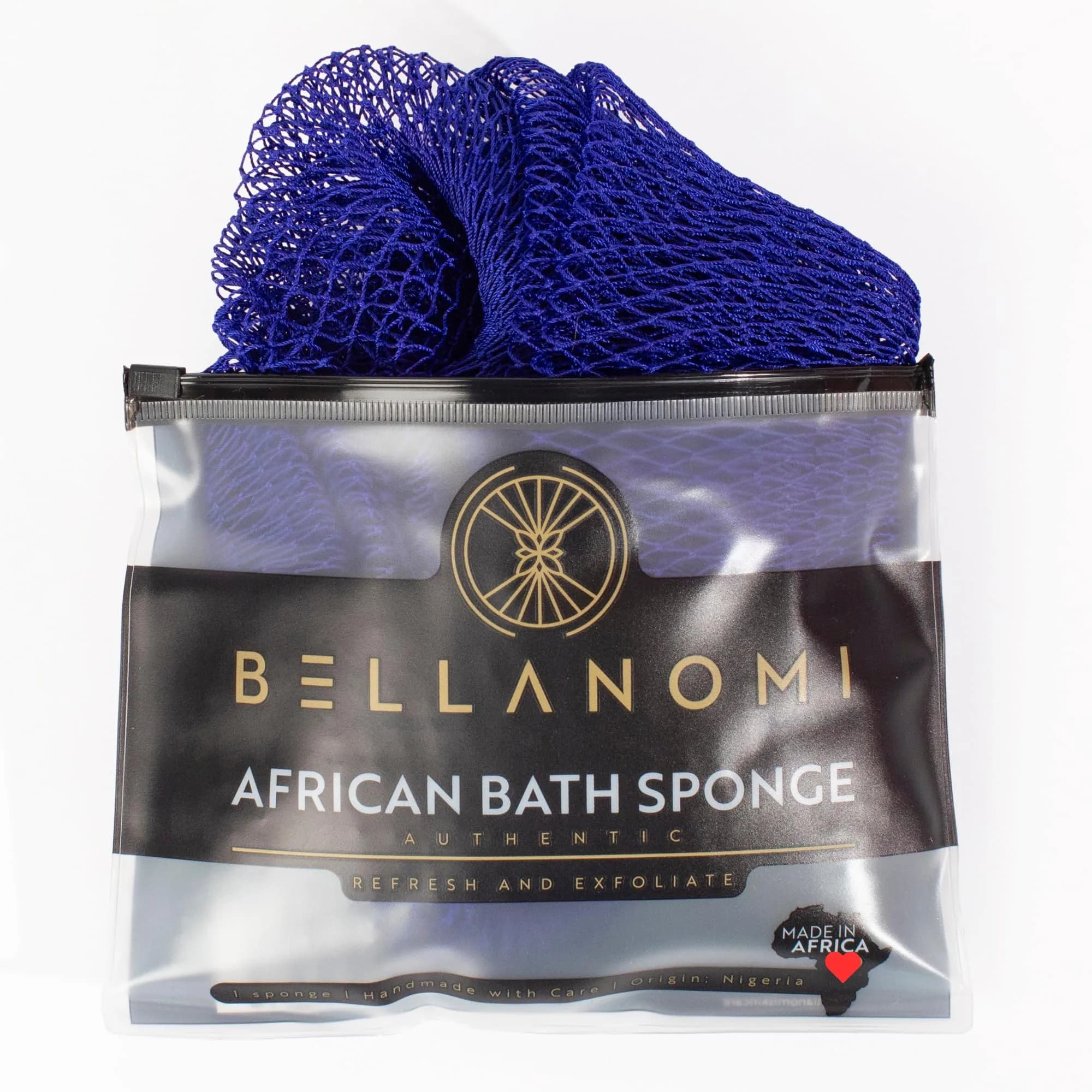 Bellanomi African Exfoliating Net Sponge Navy Blue 104 cm (41 inches) | Authentic Sapo Cloth for Back and Body - main product image