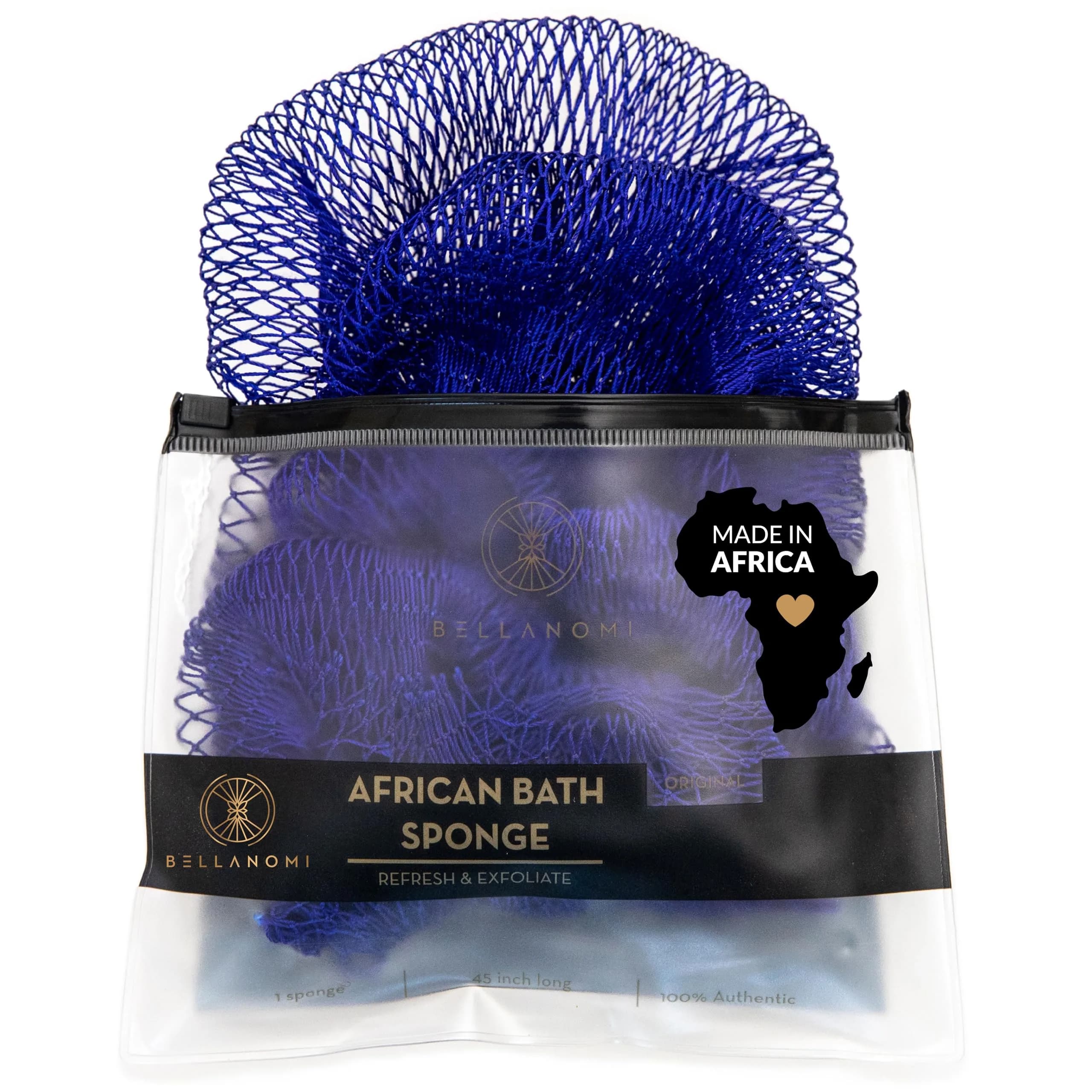 Bellanomi African Exfoliating Net Sponge Navy Blue 104 cm (41 inches) | Authentic Sapo Cloth for Back and Body - view 7
