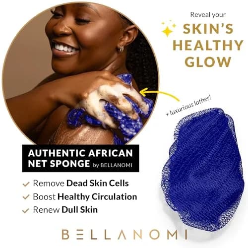 Bellanomi African Exfoliating Net Sponge Navy Blue 104 cm (41 inches) | Authentic Sapo Cloth for Back and Body thumbnail 2