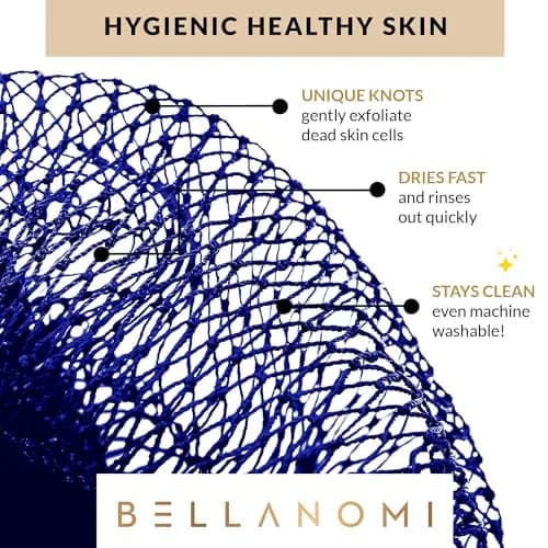 Bellanomi African Exfoliating Net Sponge Navy Blue 104 cm (41 inches) | Authentic Sapo Cloth for Back and Body thumbnail 3