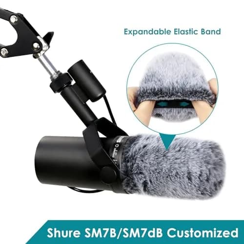 YOUSHARES Gray Furry Windscreen Muff for Shure SM7B Microphones | Reduces Plosives & Wind Noise thumbnail 5