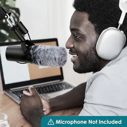 YOUSHARES Gray Furry Windscreen Muff for Shure SM7B Microphones | Reduces Plosives & Wind Noise thumbnail 6