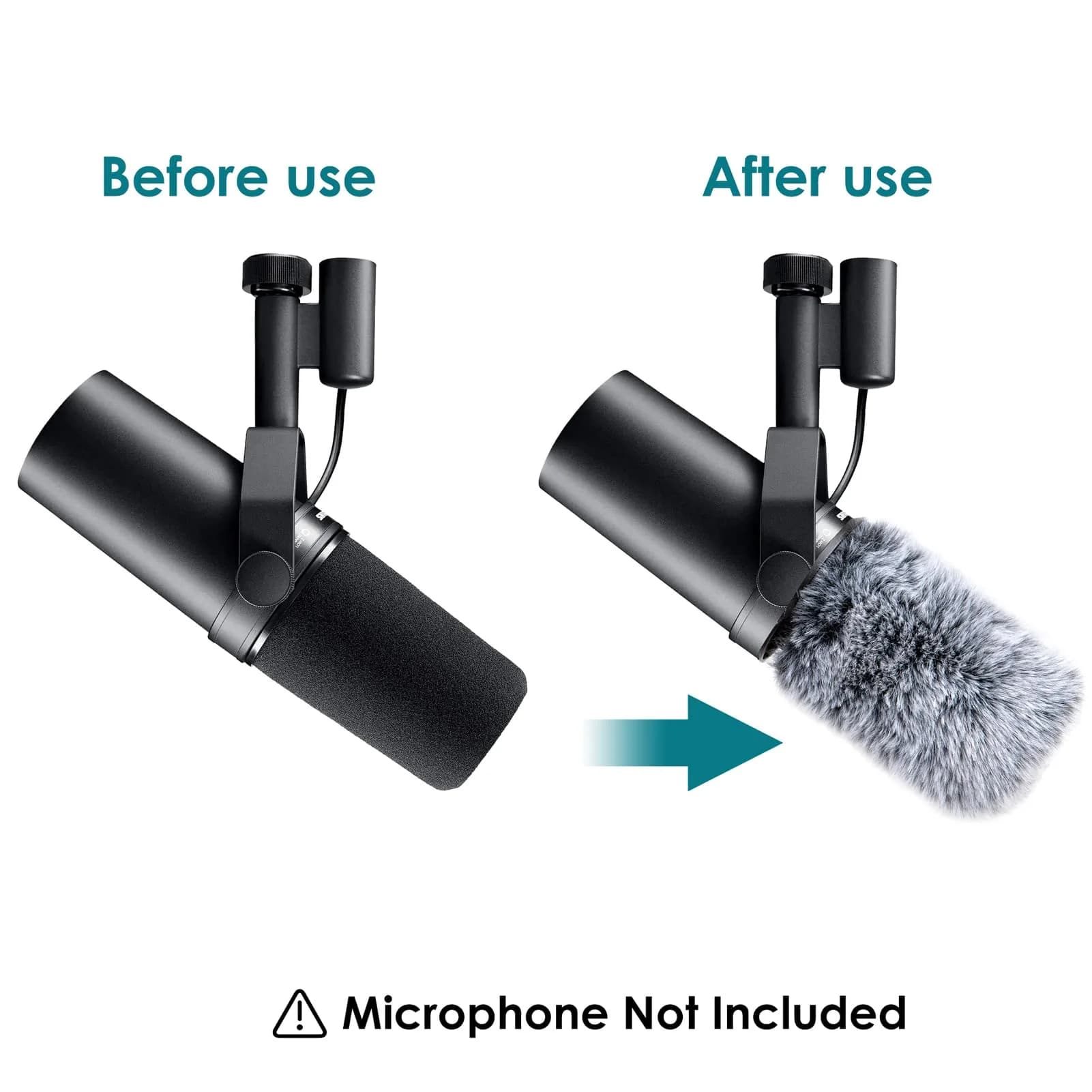 YOUSHARES Gray Furry Windscreen Muff for Shure SM7B Microphones | Reduces Plosives & Wind Noise - view 2