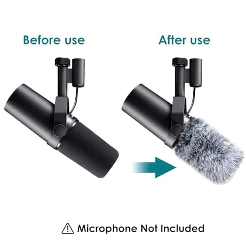 YOUSHARES Gray Furry Windscreen Muff for Shure SM7B Microphones | Reduces Plosives & Wind Noise thumbnail 2