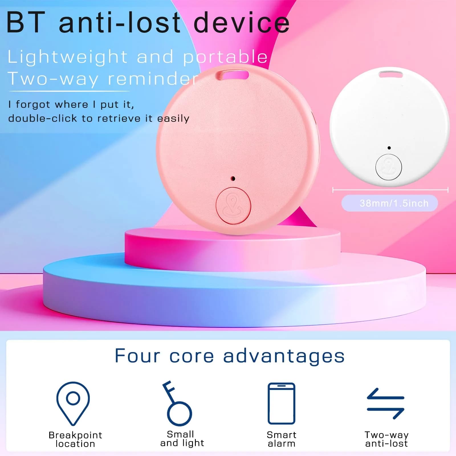 Konohan 5-Pack Item Finder Tag Locator with CR2032 Battery | Bluetooth Tracker for Keys, Wallets, Bags, Pets, Luggage - view 5