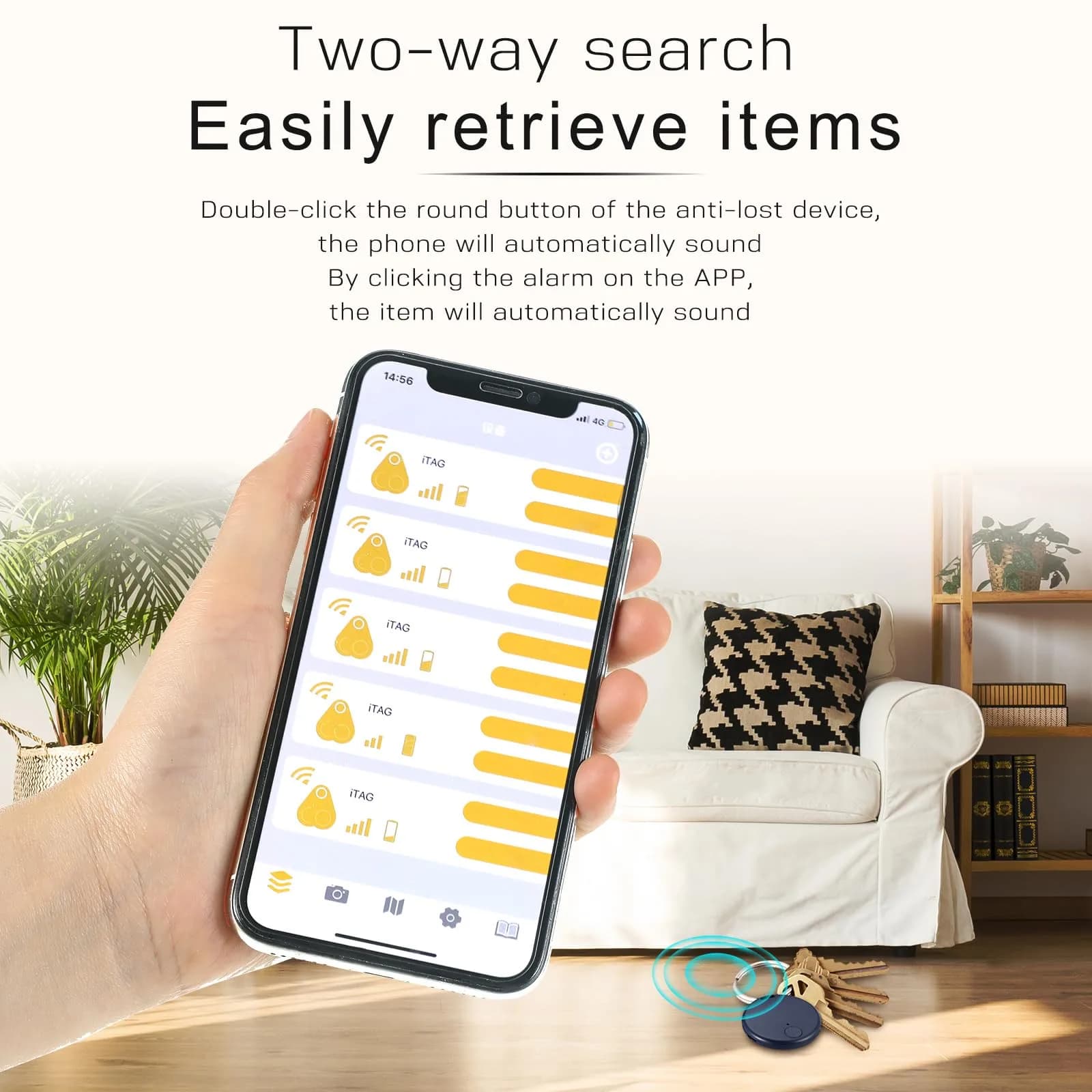 Konohan 5-Pack Item Finder Tag Locator with CR2032 Battery | Bluetooth Tracker for Keys, Wallets, Bags, Pets, Luggage - view 2