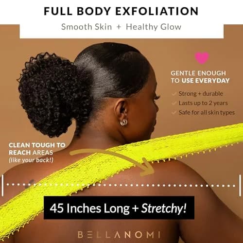 Bellanomi African Exfoliating Net Sponge Lemon 114 cm (45 inches) | Authentic Sapo Back Scrubber thumbnail 4