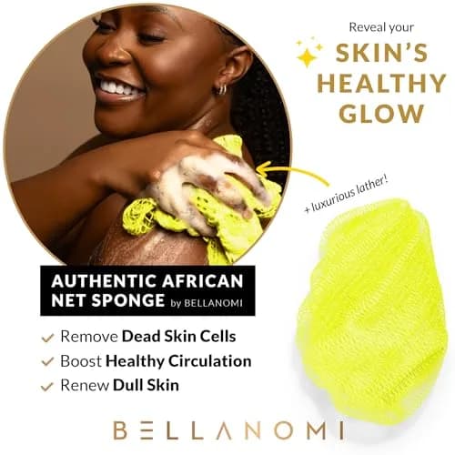 Bellanomi African Exfoliating Net Sponge Lemon 114 cm (45 inches) | Authentic Sapo Back Scrubber thumbnail 2