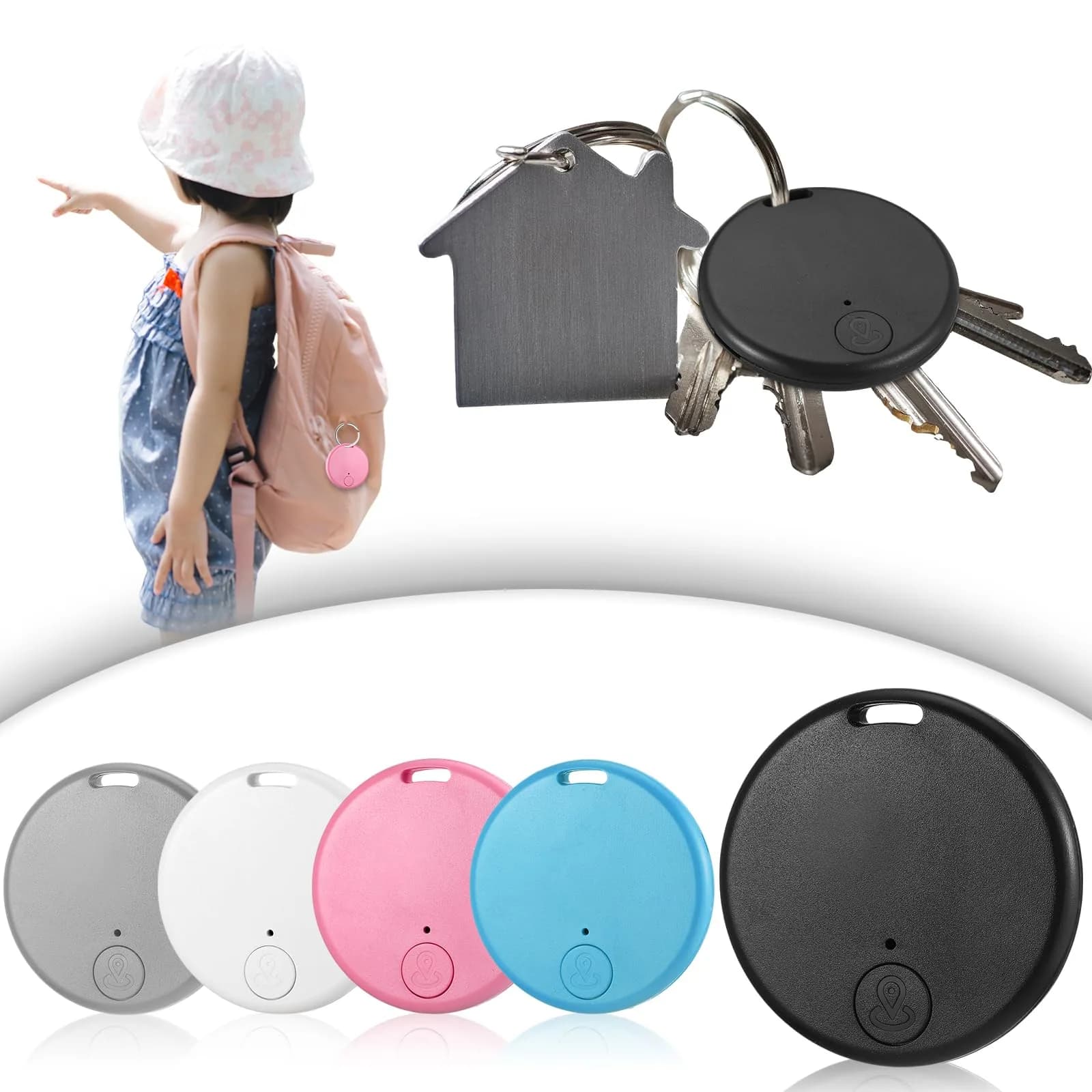 Konohan 5 Packs White Bluetooth Item Finder Tag | 3.8cm Diameter — Cute