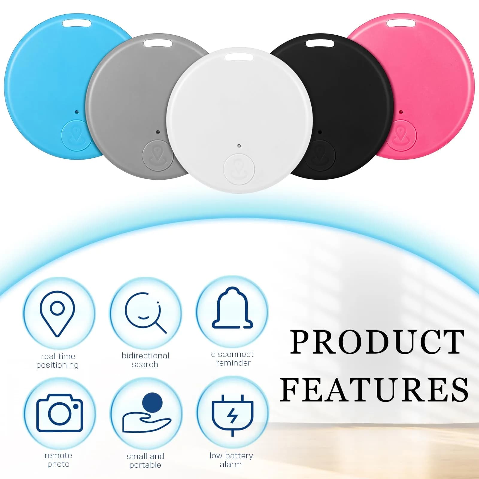 Konohan 5-Pack Smart Item Finder with CR2032 Battery | Bluetooth Tracker for Keys, Wallets, Pets, Luggage (Cute) - view 2