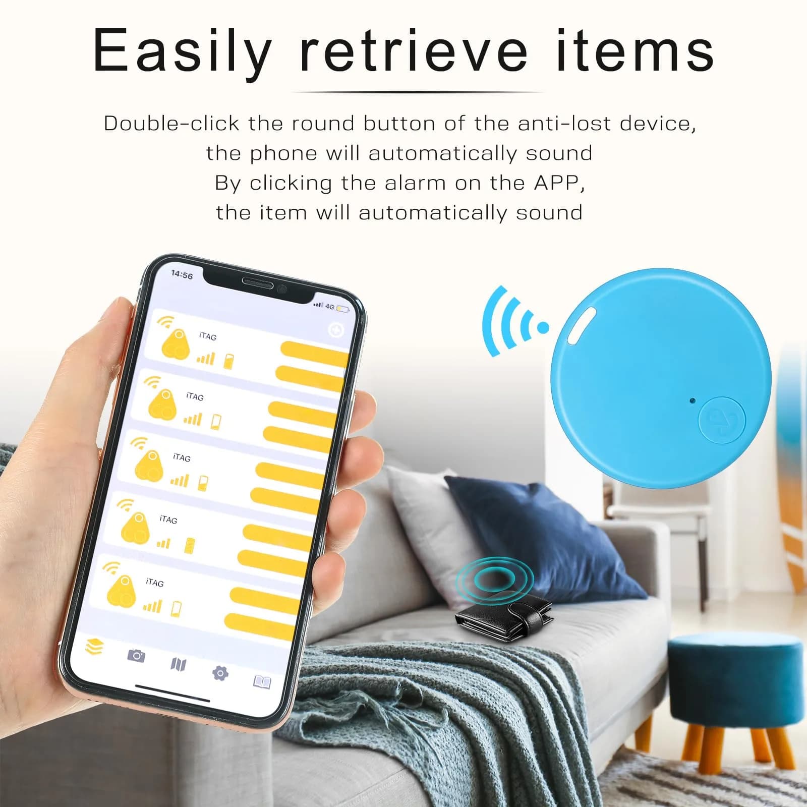 Konohan 5-Pack Smart Item Finder with CR2032 Battery | Bluetooth Tracker for Keys, Wallets, Pets, Luggage (Cute) - view 3