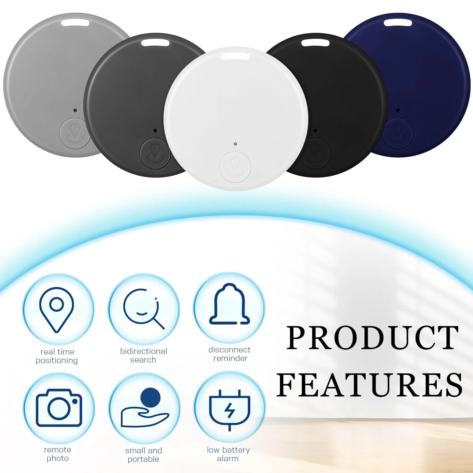 Konohan 5-Pack Item Finder Tag Locator 3.8cm Diameter | Bluetooth Tracker for Keys, Wallets, Bags, Pets - view 2