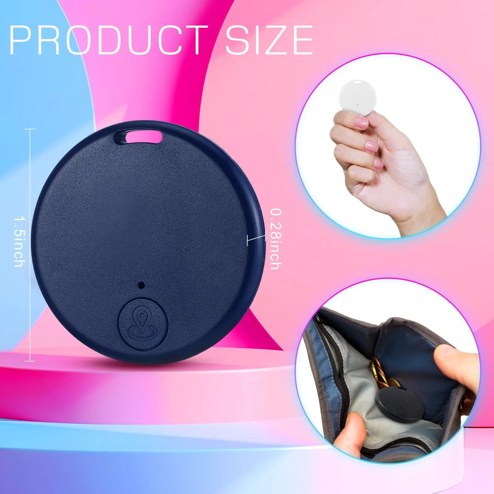 Konohan 5-Pack Item Finder Tag Locator 3.8cm Diameter | Bluetooth Tracker for Keys, Wallets, Bags, Pets - view 3