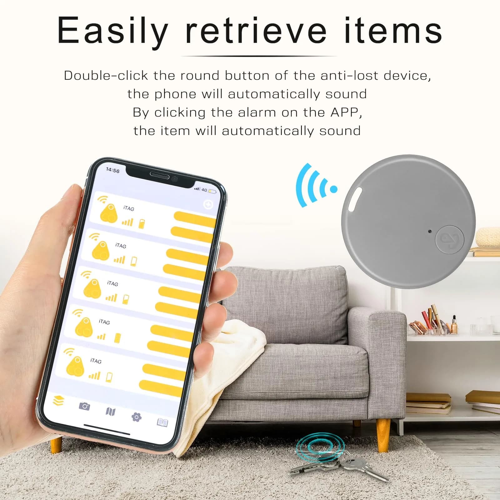 Konohan 5-Pack Item Finder Tag Locator 3.8cm Diameter | Bluetooth Tracker for Keys, Wallets, Bags, Pets - view 4