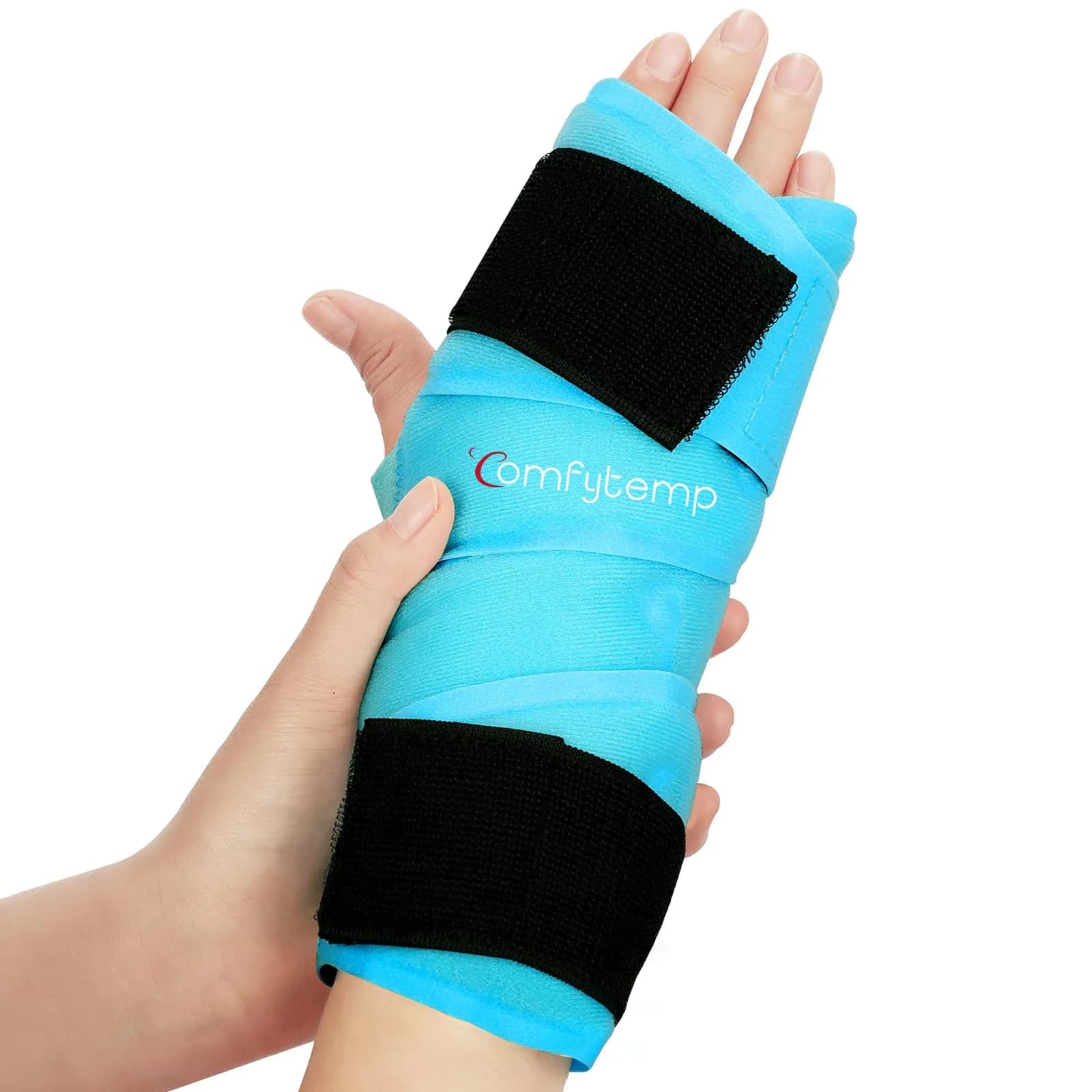 Comfytemp 33" Full Hand Wrist Ice Pack Wrap for Carpal Tunnel Relief | Reusable Cold & Heat Therapy — Sky Blue